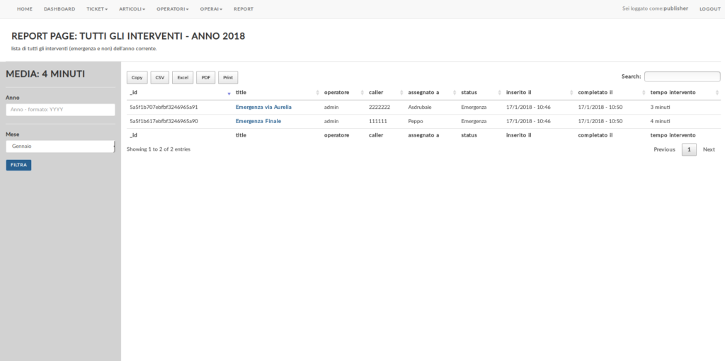Asterisk CRM misura tempi intervento emergenza delibera 655/2015