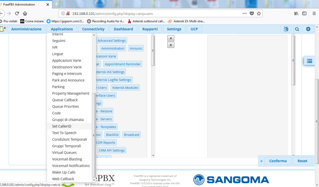 Freepbx modifica identificativo chiamante CallerID
